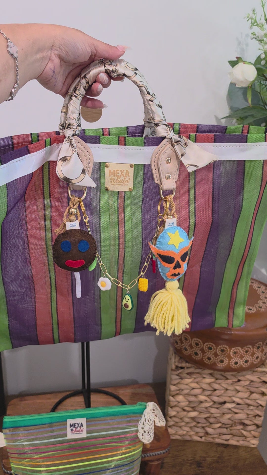 Bolso de Mercado Mediano (M) "Luchador y Paleta Payaso" con Correa Ajustable