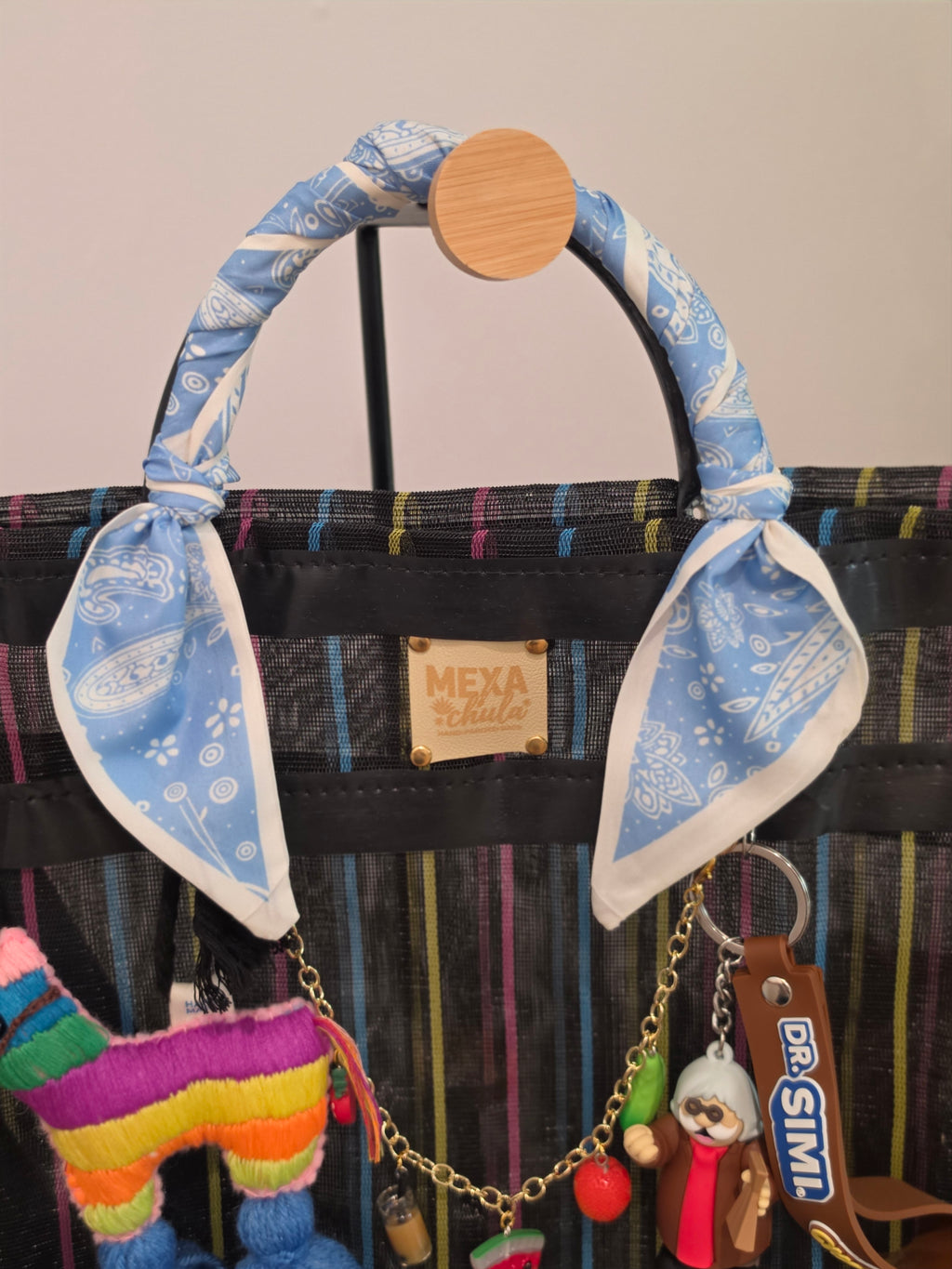 Bolso de Mercado Grande "Piñata y Dr. Simi" con Paliacate Azul
