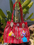 Bolso de Mercado Plisado MEXA Chula – Rojo Vibrante & Máscara de Luchador