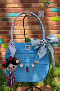 Bolsa de mercado mexicana amarilla con charm de dulce de coco tejido a mano
