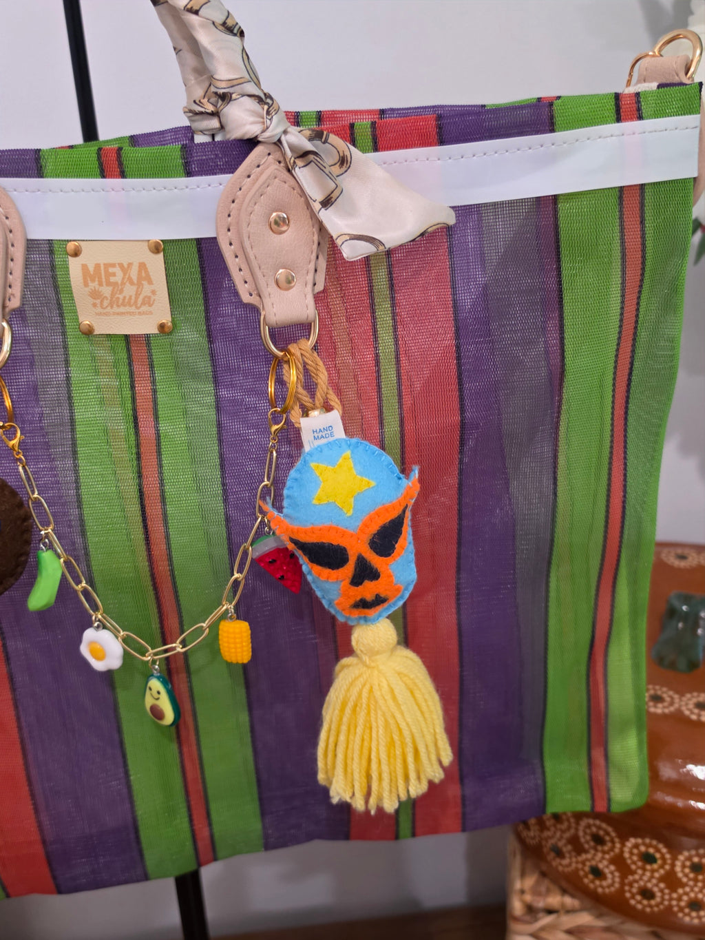 Bolso de Mercado Mediano (M) "Luchador y Paleta Payaso" con Correa Ajustable