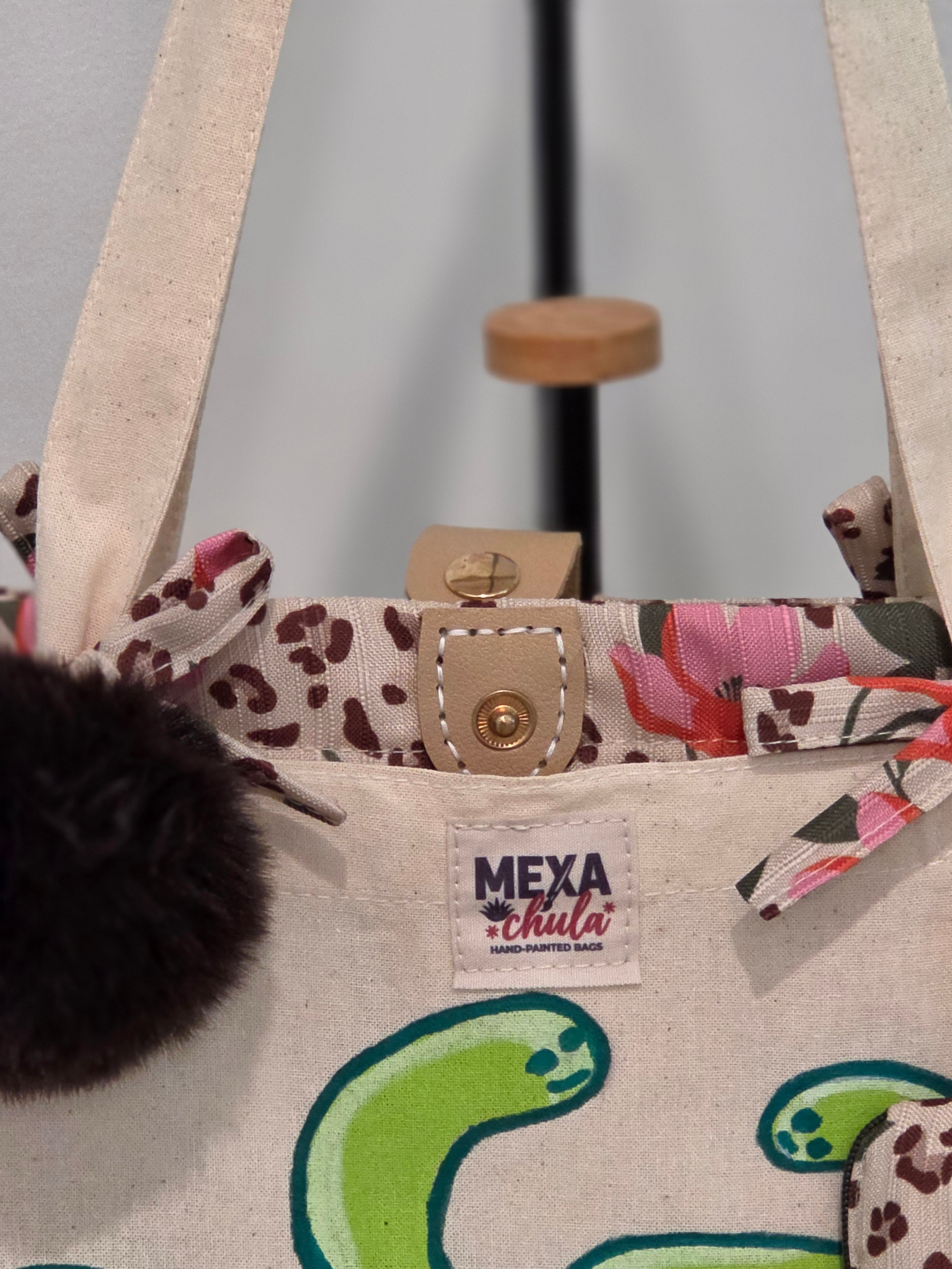 Tote Bag Pintada a Mano "De Hora de Viborear" - Set Premium 2 en 1 Desmontable