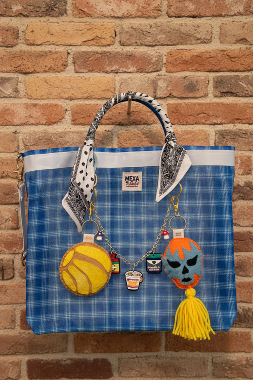 Bolso de Mercado Chico (S) "Luchador y Concha Amarilla" con Correa Ajustable
