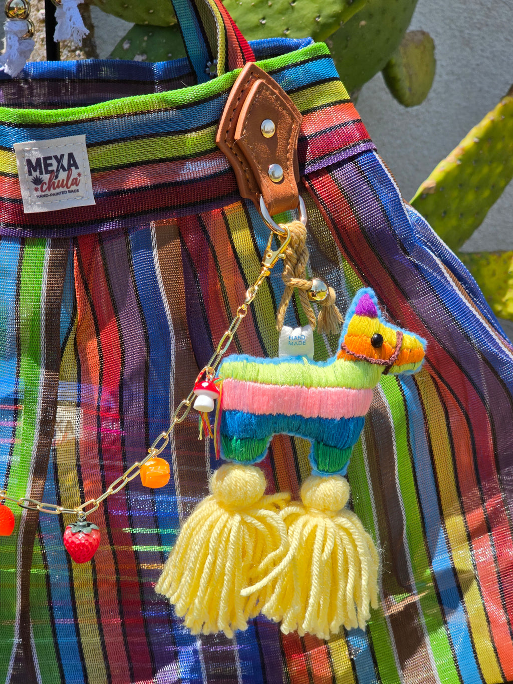 Bolso de Mercado Plisado MEXA Chula – Rayas de Colores & Fiesta Mexicana