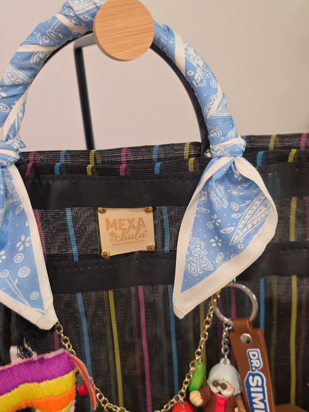 Bolso de Mercado Grande "Piñata y Dr. Simi" con Paliacate Azul