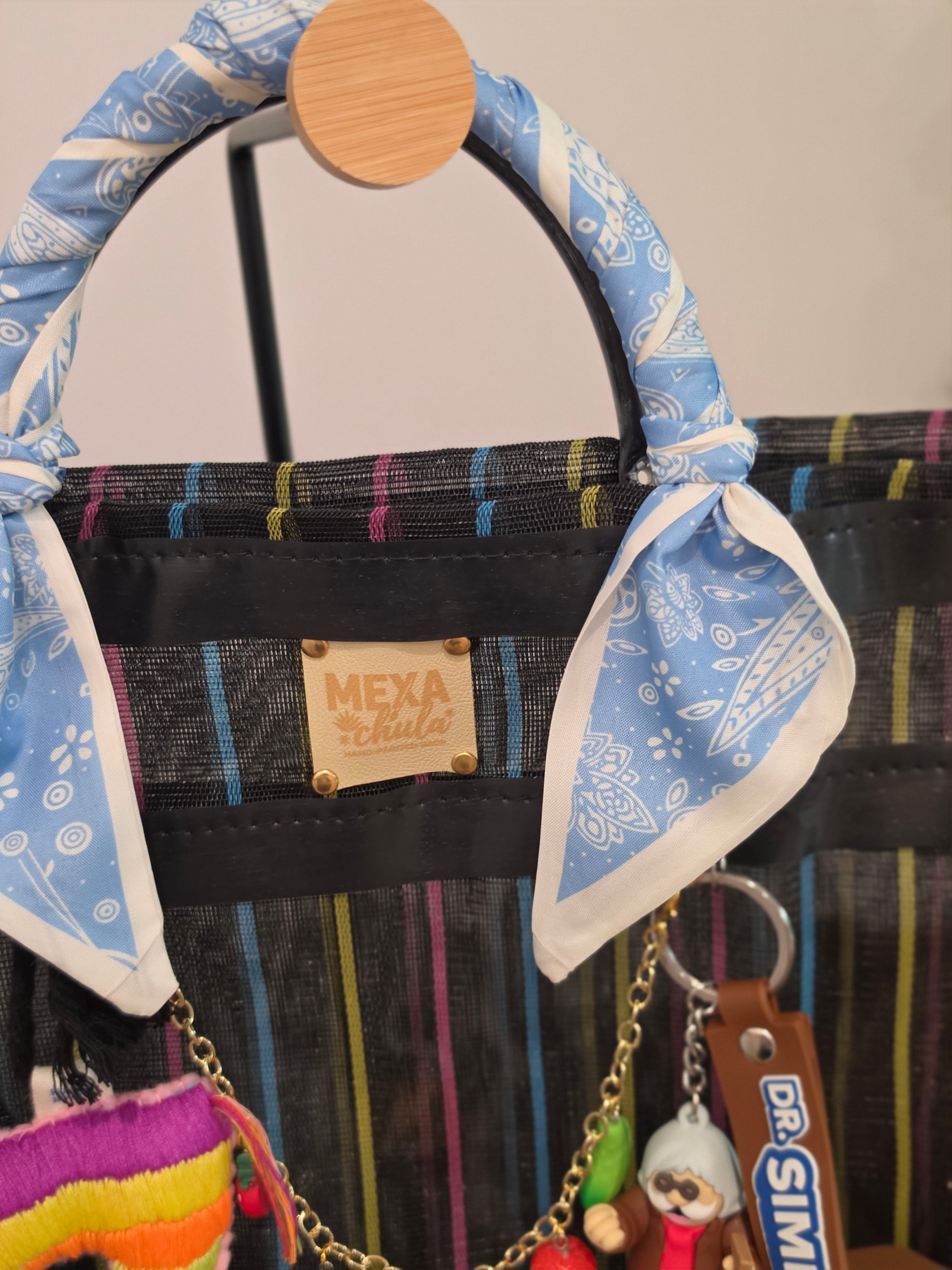 Bolso de Mercado Grande "Piñata y Dr. Simi" con Paliacate Azul