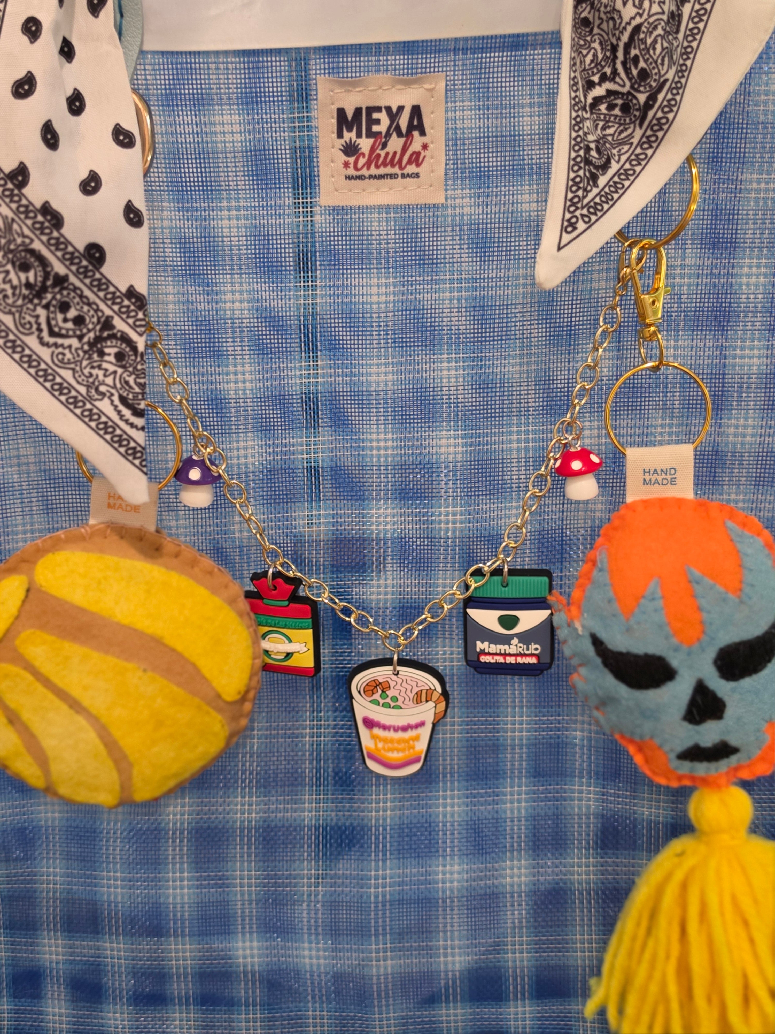 Bolso de Mercado Chico (S) "Luchador y Concha Amarilla" con Correa Ajustable