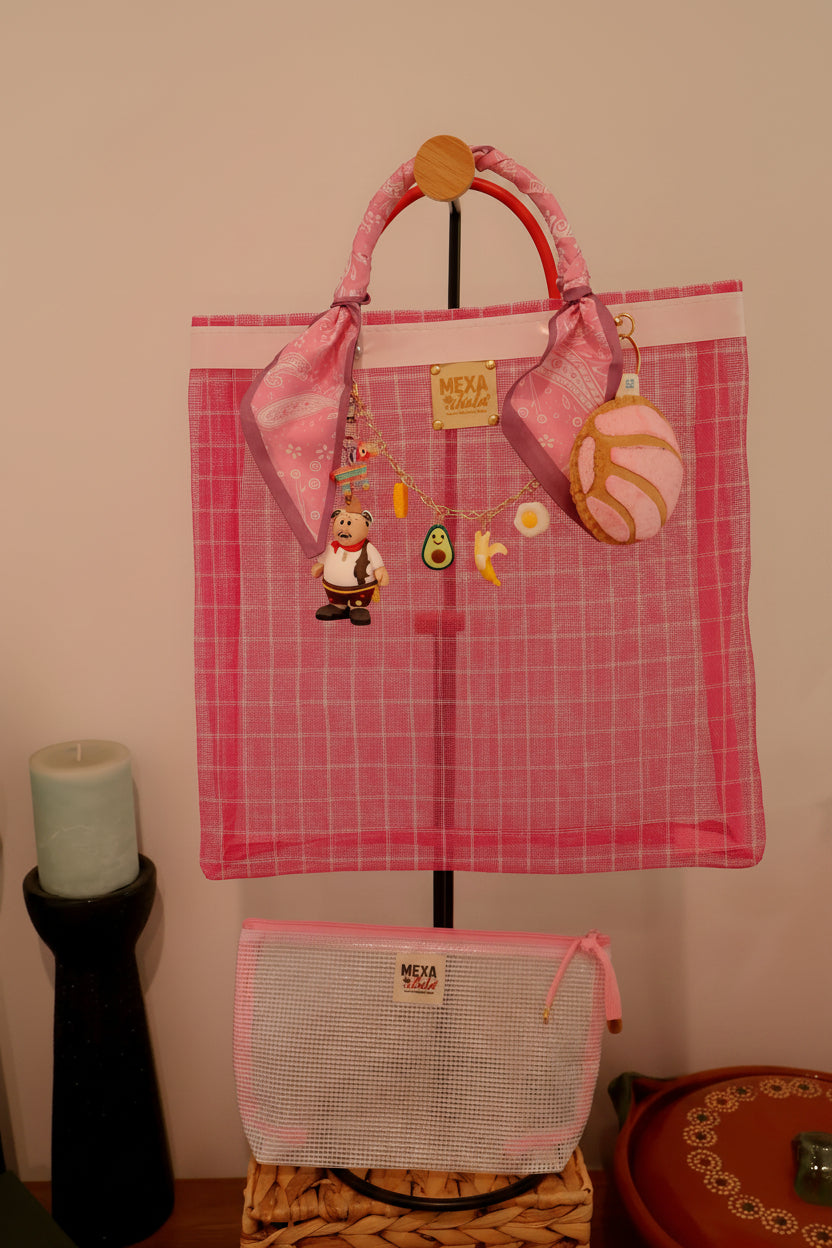 Set Tote Bag Mercado Premium Rosa: Edición Antojitos y Nostalgia Mexa