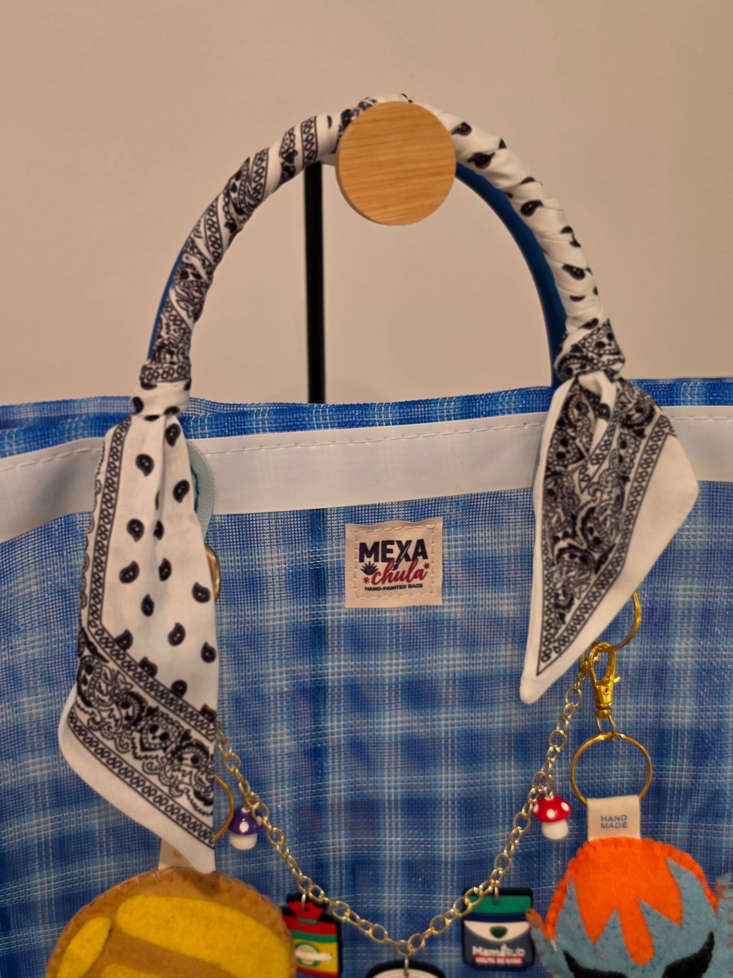 Bolso de Mercado Chico (S) "Luchador y Concha Amarilla" con Correa Ajustable