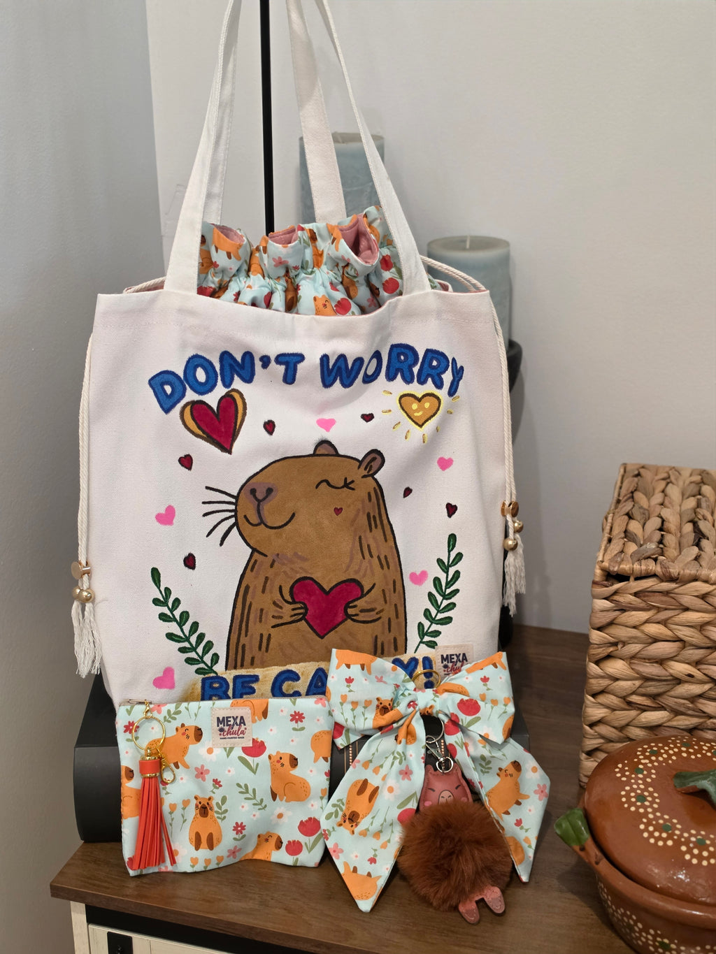 Tote Bag de Manta "Don't Worry, Be Cappy!" - Diseño Premium de 3 Compartimientos