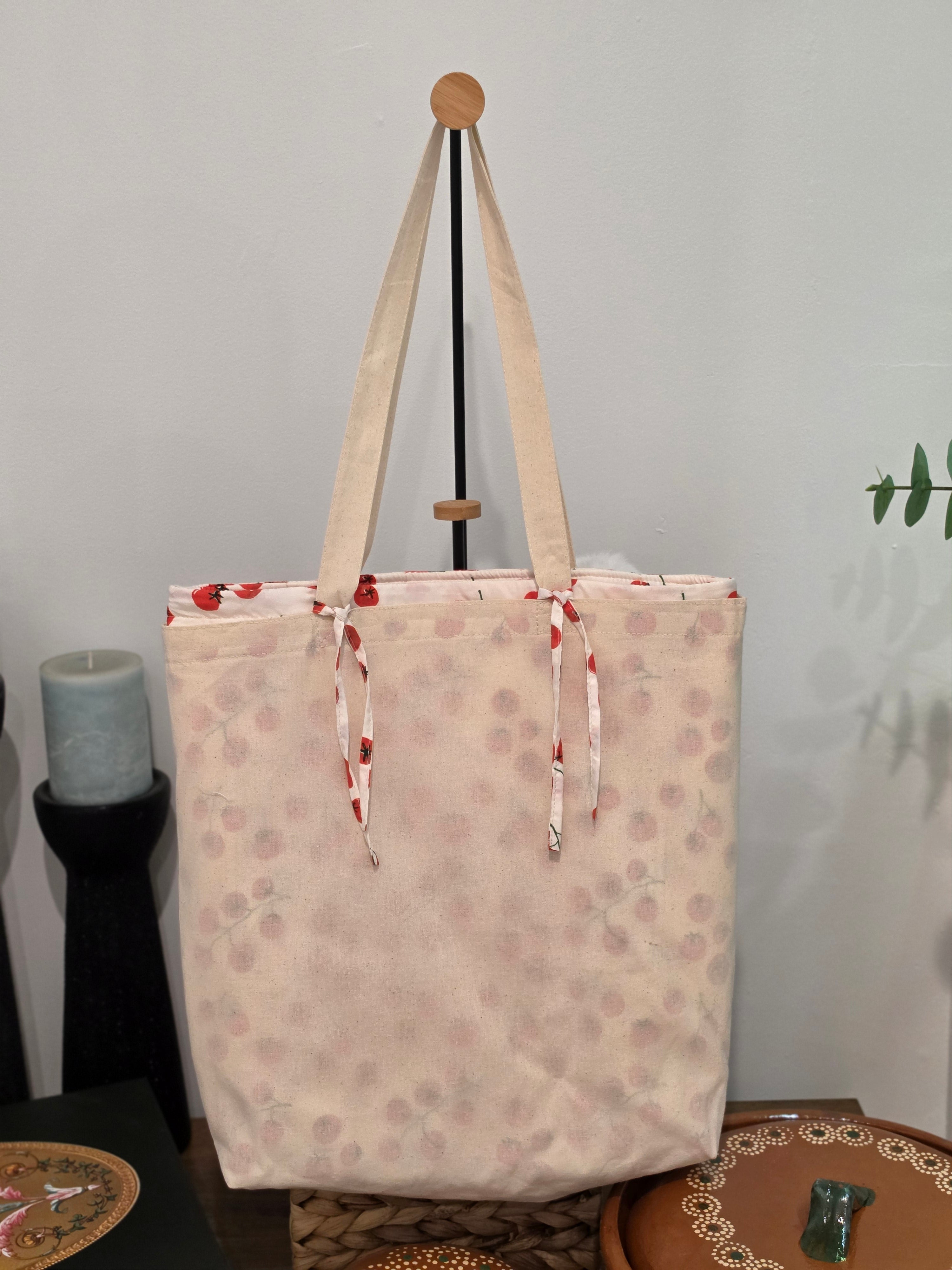 Tote Bag de Mercado "Cositas de Señora" (Manta/Lino) - Set Premium 2 en 1 Desmontable