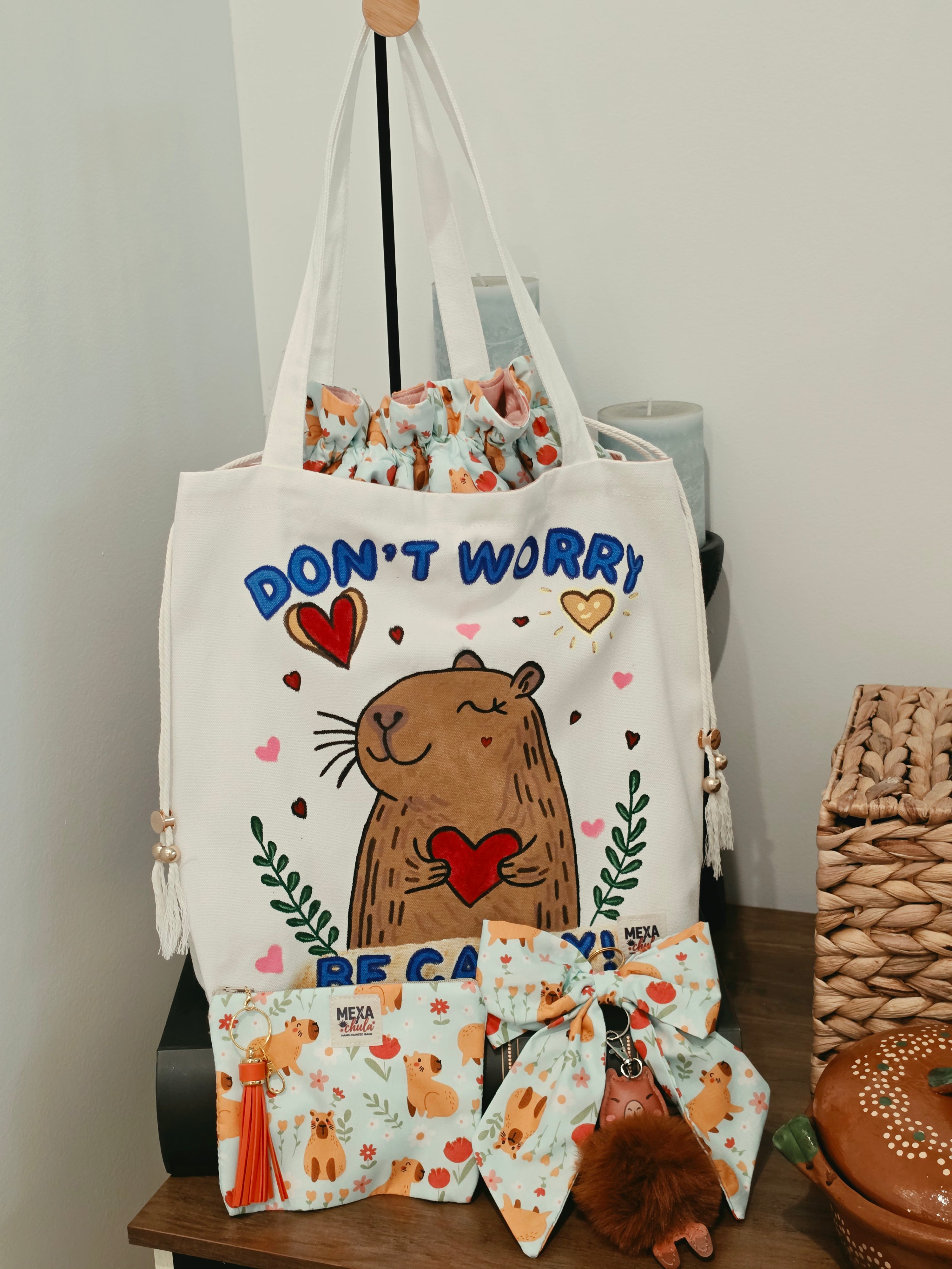 Tote Bag de Manta "Don't Worry, Be Cappy!" - Diseño Premium de 3 Compartimientos