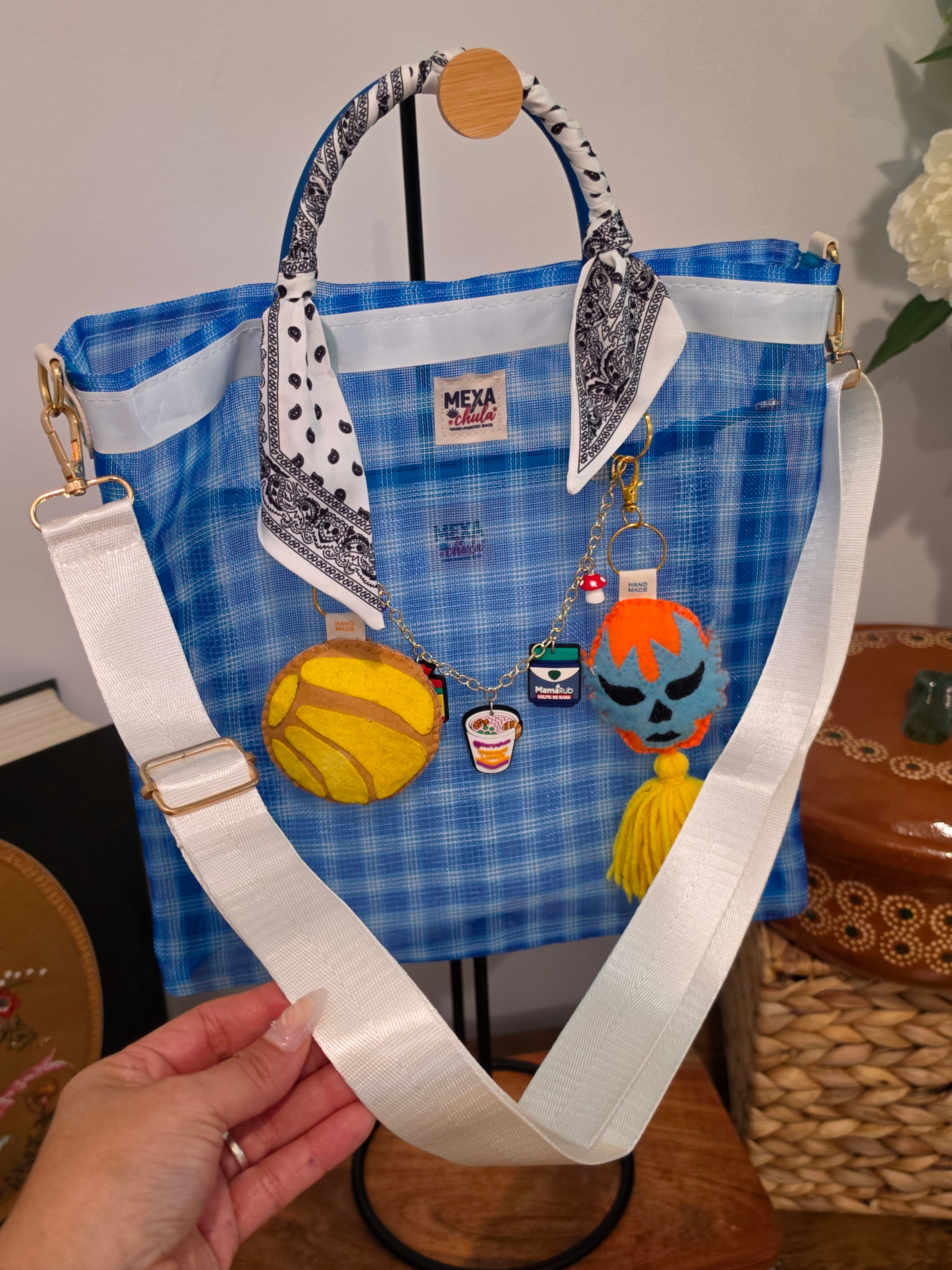 Bolso de Mercado Chico (S) "Luchador y Concha Amarilla" con Correa Ajustable