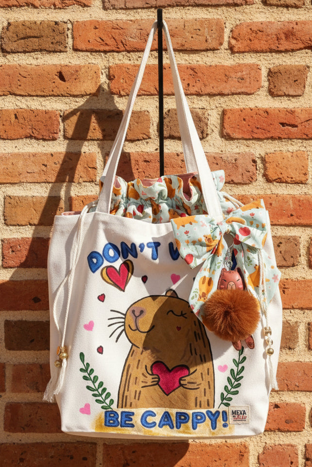 Tote Bag de Manta "Don't Worry, Be Cappy!" - Diseño Premium de 3 Compartimientos