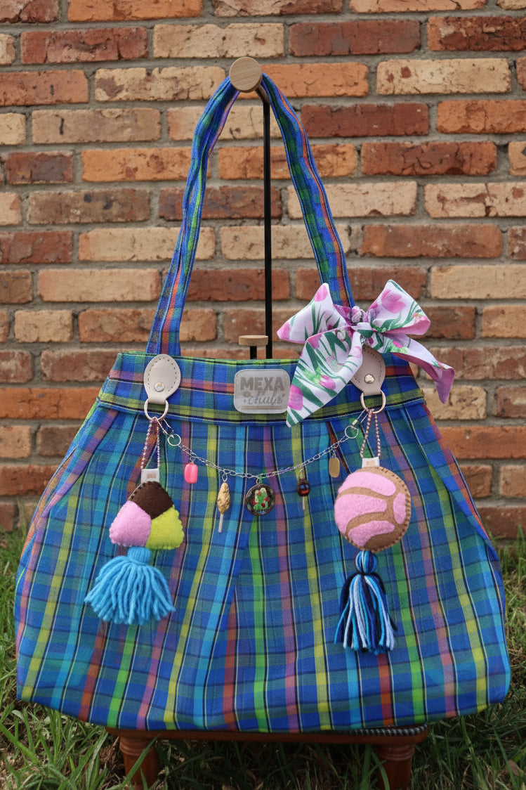 Bolso Expandible Grande "Mercadito Celeste"
