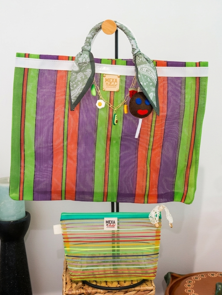 Set Bolso de Malla Tradicional y Cosmetiquera a Juego - Colección Artesanal Mexicana