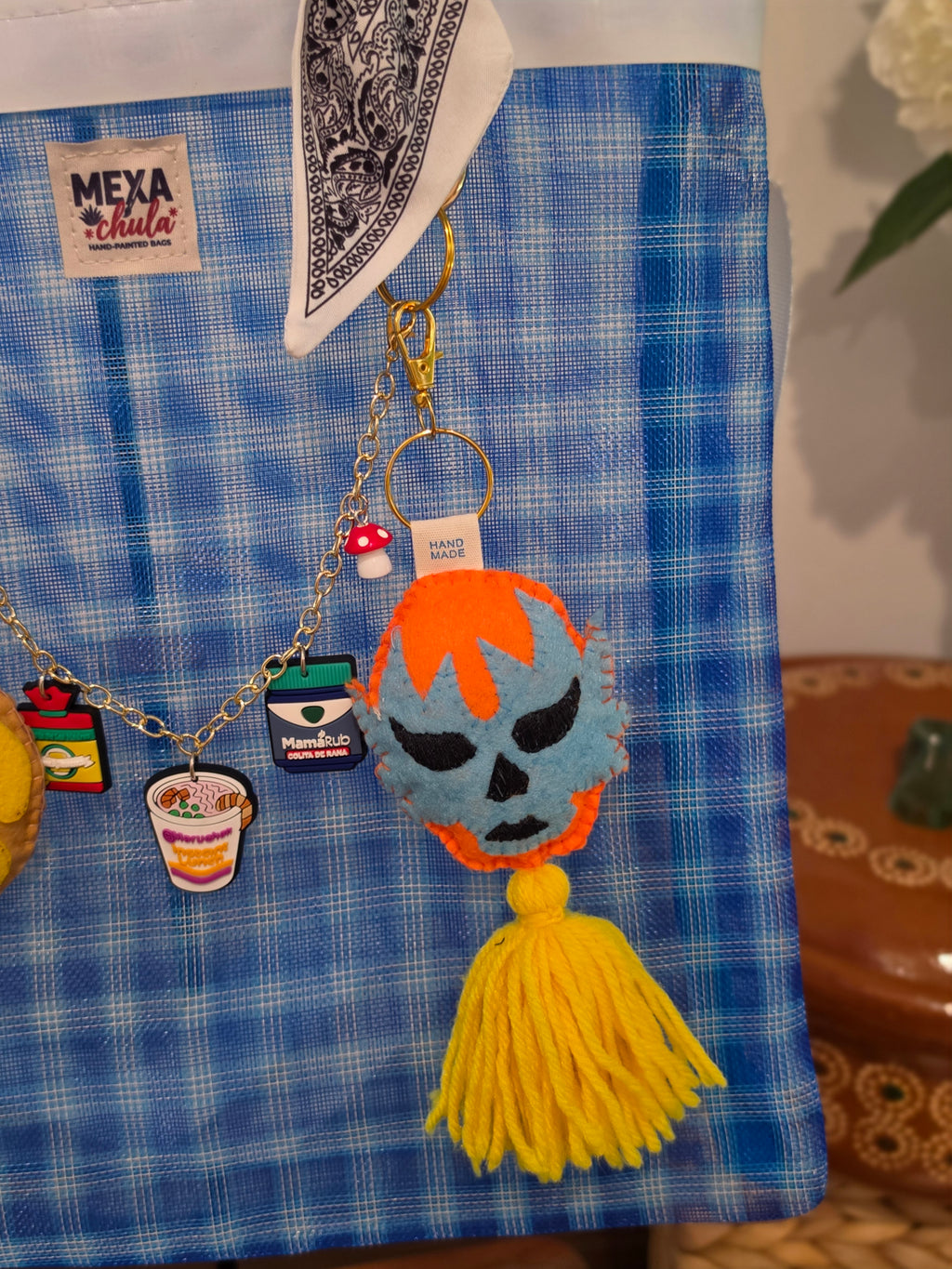 Bolso de Mercado Chico (S) "Luchador y Concha Amarilla" con Correa Ajustable