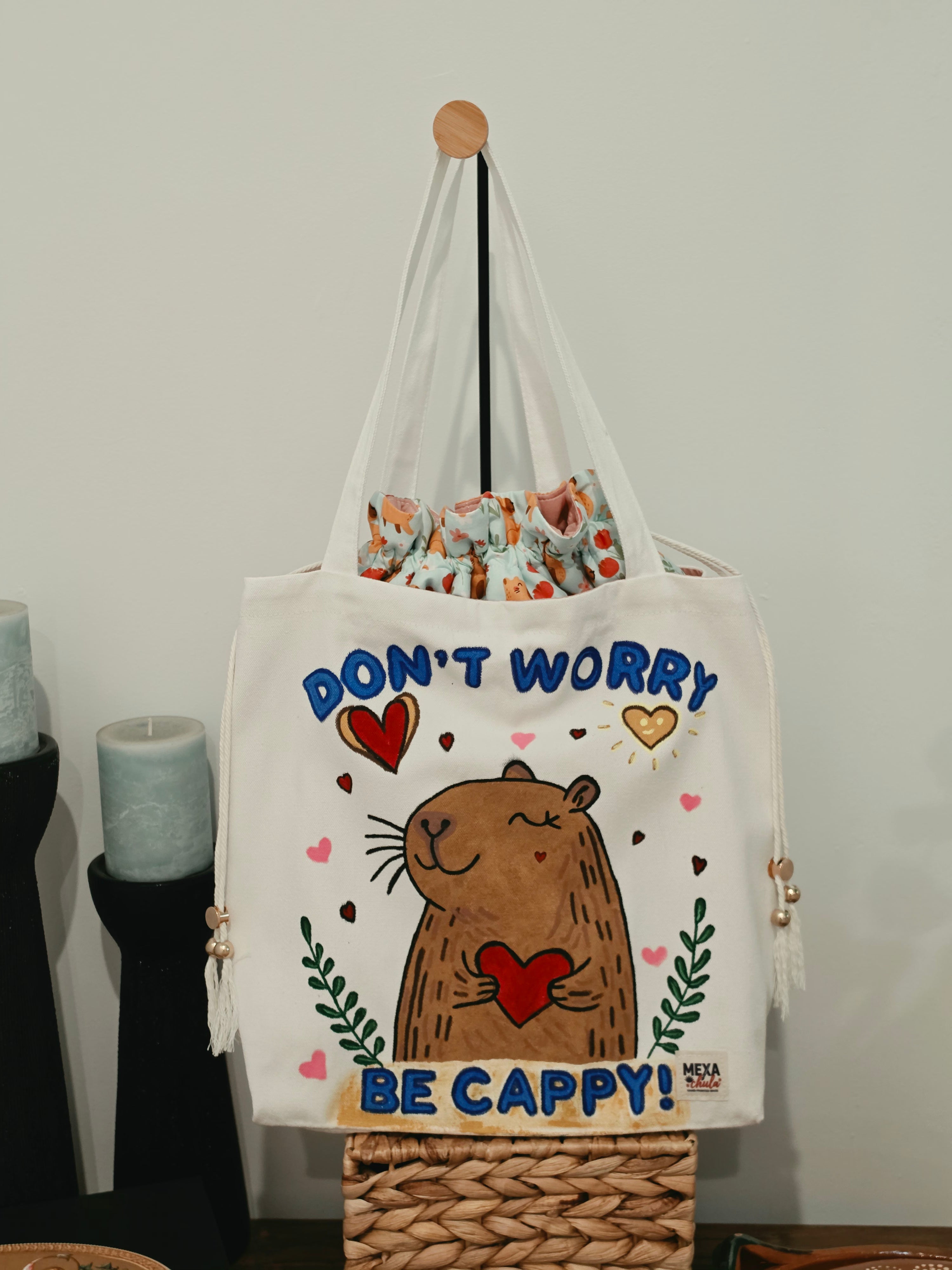 Tote Bag de Manta "Don't Worry, Be Cappy!" - Diseño Premium de 3 Compartimientos