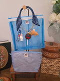 Bolso de Mercado Chico (S) "Marranito, Paleta Payaso y Dr. Simi" con Paliacate Marino