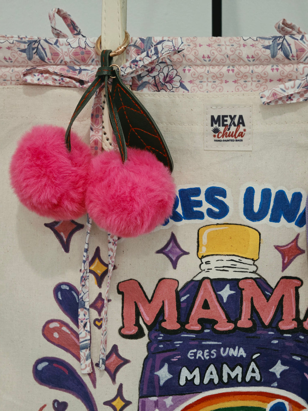 Tote Bag Pintada a Mano "Mamá Fabulosa Todo Terreno" - Set Premium 2 en 1 Desmontable